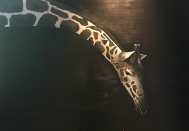 Painting titled "La girafe" by Fred Du Mesnil, Original Artwork, Acrylic