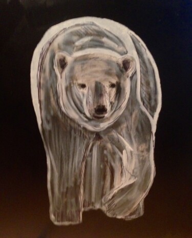 Painting titled "L’ours polaire" by Fred Du Mesnil, Original Artwork, Acrylic