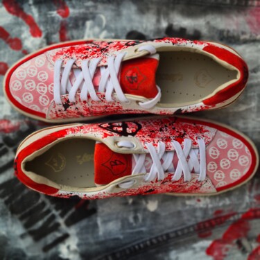 brutal sneakers Art textile intitulée "brutal sneakers" par Abstractartbxl, Œuvre d'art originale, Tissu