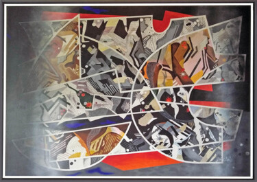 Painting titled "L'inattendu" by Fred Eucharis, Original Artwork, Acrylic Mounted on Wood Stretcher frame