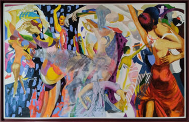 Картина под названием "Soirée privée de ca…" - Fred Eucharis, Подлинное произведение искусства, Акрил Установлен на Деревянн…