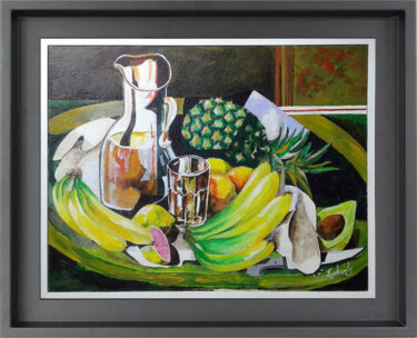 Painting titled "Nature morte aux ba…" by Fred Eucharis, Original Artwork, Acrylic Mounted on Wood Stretcher frame