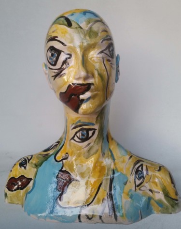 Sculpture titled "L'âme à facette" by Frédéric Louvier, Original Artwork, Ceramics