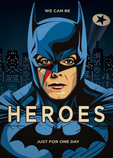 Arte digitale intitolato "Bowie "Heroes"" da Fred Pabion, Opera d'arte originale, Lavoro digitale 2D