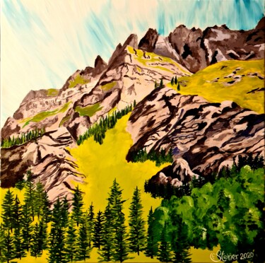 Картина под названием "Paysage alpin" - Fred Steiner, Подлинное произведение искусства, Масло