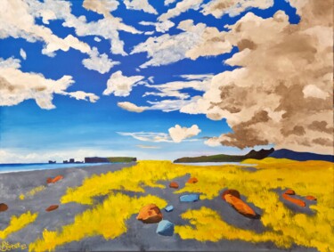 Картина под названием "The Black Beach" - Fred Steiner, Подлинное произведение искусства, Масло Установлен на Деревянная рам…