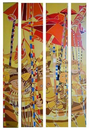 Peinture intitulée "Parapluies  1" par Freddy Dupas, Œuvre d'art originale, Autre