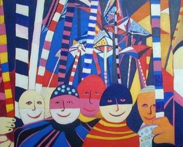 Peinture intitulée "Parapluies 8 ." par Freddy Dupas, Œuvre d'art originale, Autre