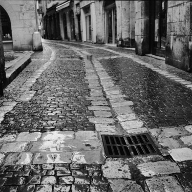Photographie intitulée "La grille et la rue" par Frédéric Duchesnay, Œuvre d'art originale, Photographie argentique