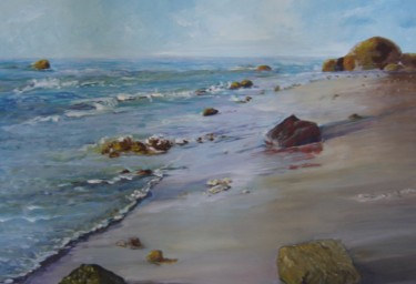Peinture intitulée "une plage" par Freda Bey, Œuvre d'art originale, Acrylique