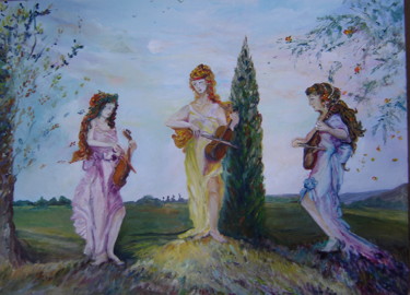 Painting titled "concerto pour violon" by Freda Bey, Original Artwork, Oil