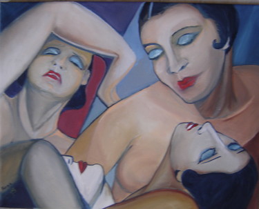 Peinture intitulée "plaisir" par Freda Bey, Œuvre d'art originale, Huile