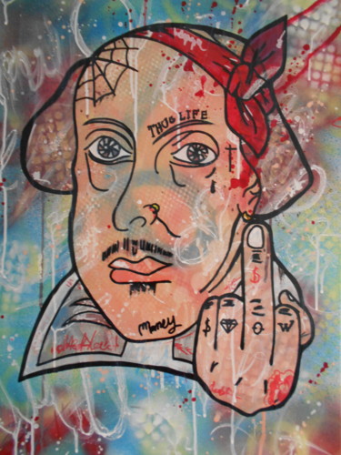 Painting titled "Shakespeare Thug Li…" by Freda People, Original Artwork, Acrylic