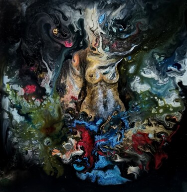 Schilderij getiteld "Madame rêve" door Freddy Blackberry, Origineel Kunstwerk, Gebrandschilderd glas