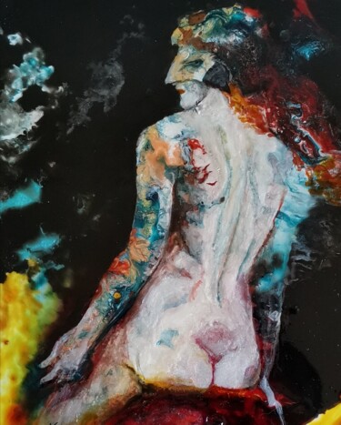 Malarstwo zatytułowany „le masque Faucon” autorstwa Freddy Blackberry, Oryginalna praca, Pigmenty