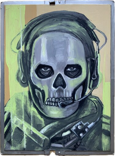 Painting titled "Soldier COD mobile" by Freddy Cerna, Original Artwork, Oil Mounted on Metal
