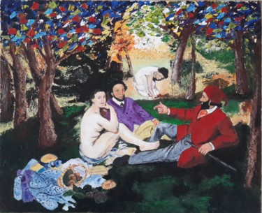 Painting titled "déjeuner sur l'herb…" by Freddy Sala, Original Artwork