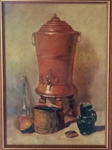 Pintura intitulada "d'après Chardin- La…" por Fred Haute, Obras de arte originais, Óleo