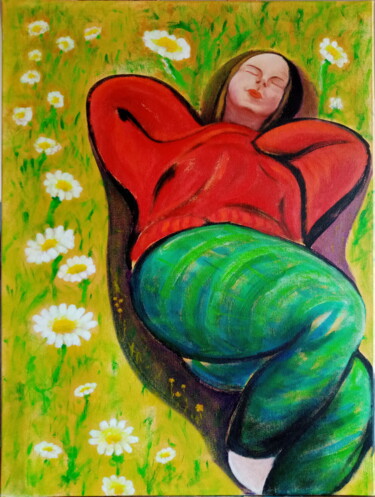 Peinture intitulée "La Sieste" par Fred Haute, Œuvre d'art originale, Acrylique