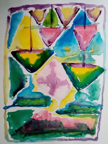 Drawing titled "Suspensions 3" by Fred Haute, Original Artwork, Watercolor
