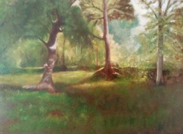 Peinture intitulée "La clairière d'aprè…" par Fred Haute, Œuvre d'art originale, Huile