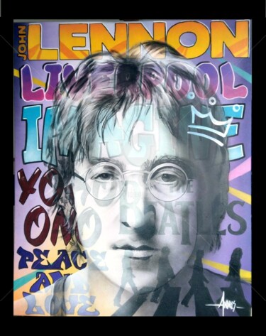 Peinture intitulée "John Lennon" par Frédéric Andrès, Œuvre d'art originale, Acrylique