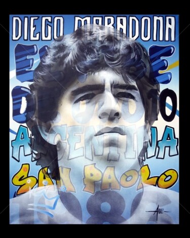 Painting titled "Diego Maradona" by Frédéric Andrès, Original Artwork, Acrylic