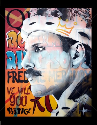 Картина под названием "Freddie Mercury" - Frédéric Andrès, Подлинное произведение искусства, Акрил