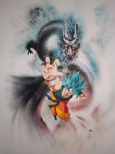 Painting titled "Dragonball" by Frédéric Andrès, Original Artwork, Spray paint