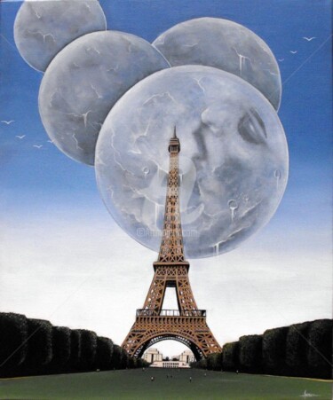 Painting titled "Paris, mon amour" by Frédéric Andrès, Original Artwork, Oil