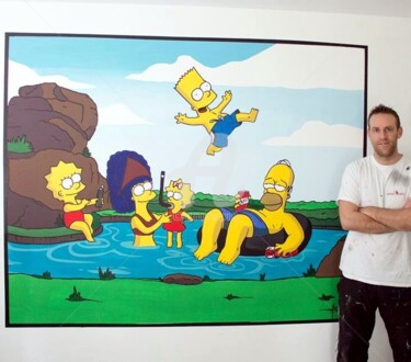 Painting titled "Simpsons" by Frédéric Andrès, Original Artwork, Acrylic