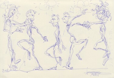 Dessin intitulée "Le bon pied,c'est l…" par Frédéric Avez, Œuvre d'art originale, Stylo à bille