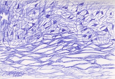 Рисунок под названием "Le chemin qui mène…" - Frédéric Avez, Подлинное произведение искусства, Шариковая ручка