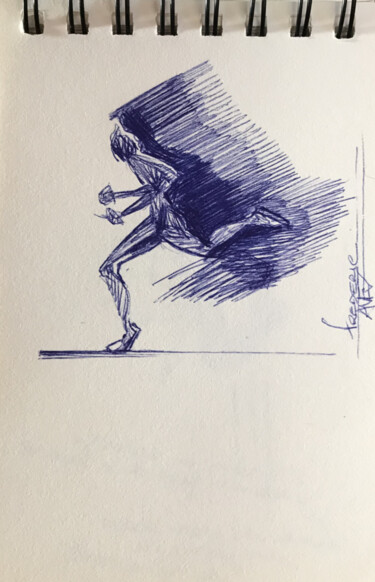 Disegno intitolato "En voiture" da Frédéric Avez, Opera d'arte originale, Biro