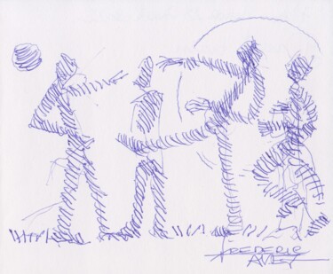Drawing titled "Jeudi 28 avril 2022" by Frédéric Avez, Original Artwork, Ballpoint pen