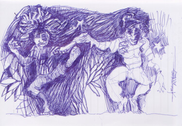 Drawing titled "Bientôt la retraite…" by Frédéric Avez, Original Artwork, Ballpoint pen