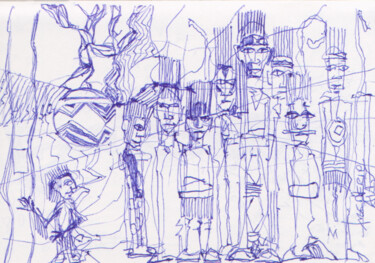 Drawing titled "Solidarité avec le…" by Frédéric Avez, Original Artwork, Ballpoint pen