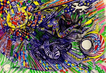 Рисунок под названием "le cycle du jour et…" - Frédéric Avez, Подлинное произведение искусства, Шариковая ручка