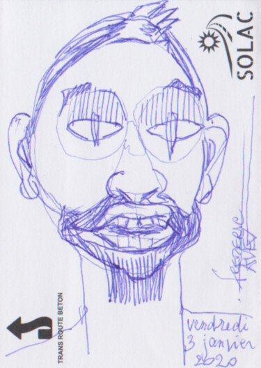 Drawing titled "2020 janvier 3" by Frédéric Avez, Original Artwork, Ballpoint pen