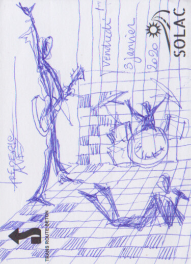 Drawing titled "3 janvier 2020" by Frédéric Avez, Original Artwork, Ballpoint pen