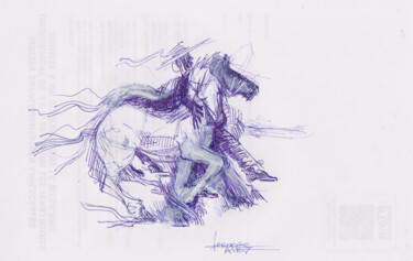 Drawing titled "16 avril 2023" by Frédéric Avez, Original Artwork, Ballpoint pen