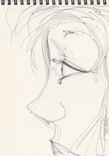 Drawing titled "AOUT** 2023" by Frédéric Avez, Original Artwork, Ballpoint pen