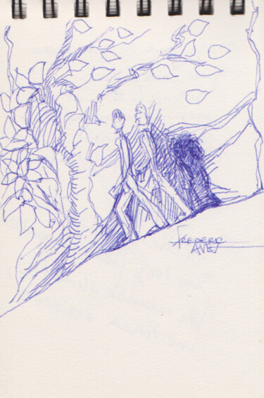 Drawing titled "jeudi 11 juin 2020" by Frédéric Avez, Original Artwork, Ballpoint pen