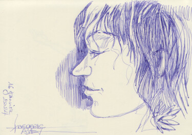 Drawing titled "16 janvier 2024" by Frédéric Avez, Original Artwork, Ballpoint pen