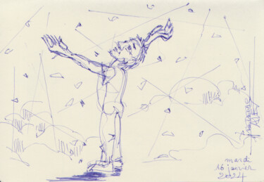 Drawing titled "mardi 16 janvier 20…" by Frédéric Avez, Original Artwork, Ballpoint pen