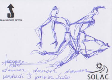 Drawing titled ""3 janvier 2020"" by Frédéric Avez, Original Artwork, Ballpoint pen
