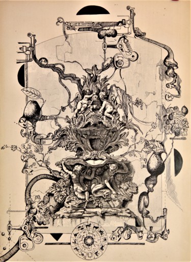 Dessin intitulée "Fontaine de jouvance" par Frederic Babon, Œuvre d'art originale