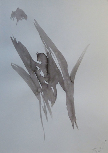 Peinture intitulée "Chat, Aquarelle sur…" par Frédéric Belaubre, Œuvre d'art originale, Tempera