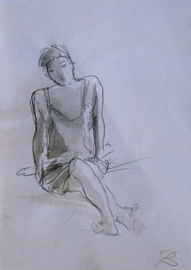 Dessin intitulée "18. Encre et crayon…" par Frédéric Belaubre, Œuvre d'art originale, Encre