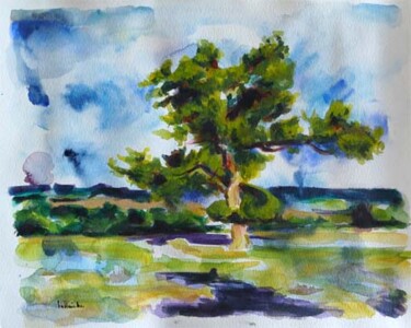 Peinture intitulée "arbre en bourgone 2" par Frédéric Bellaïche, Œuvre d'art originale, Aquarelle